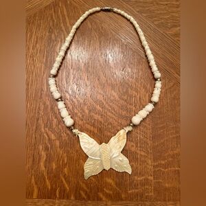 Mother of Pearl Butterfly Pendant Necklace